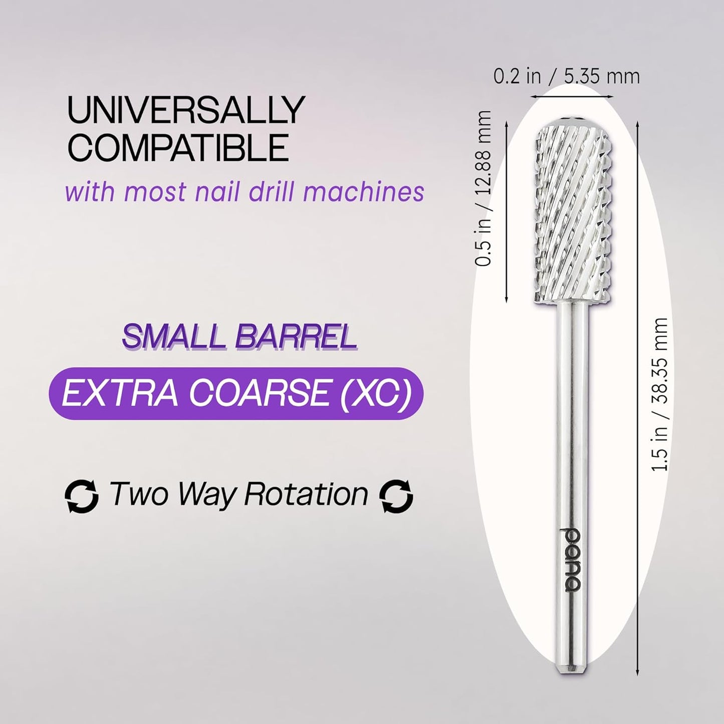 PANA 3/32" Small Smooth Round Top Safety Carbide Nail Drill Bit for Gel Polish & Acrylic Removal Nail Salon Manicure Pedicure Electric File Tools (Small Barrel - Silver, Extra Coarse)
