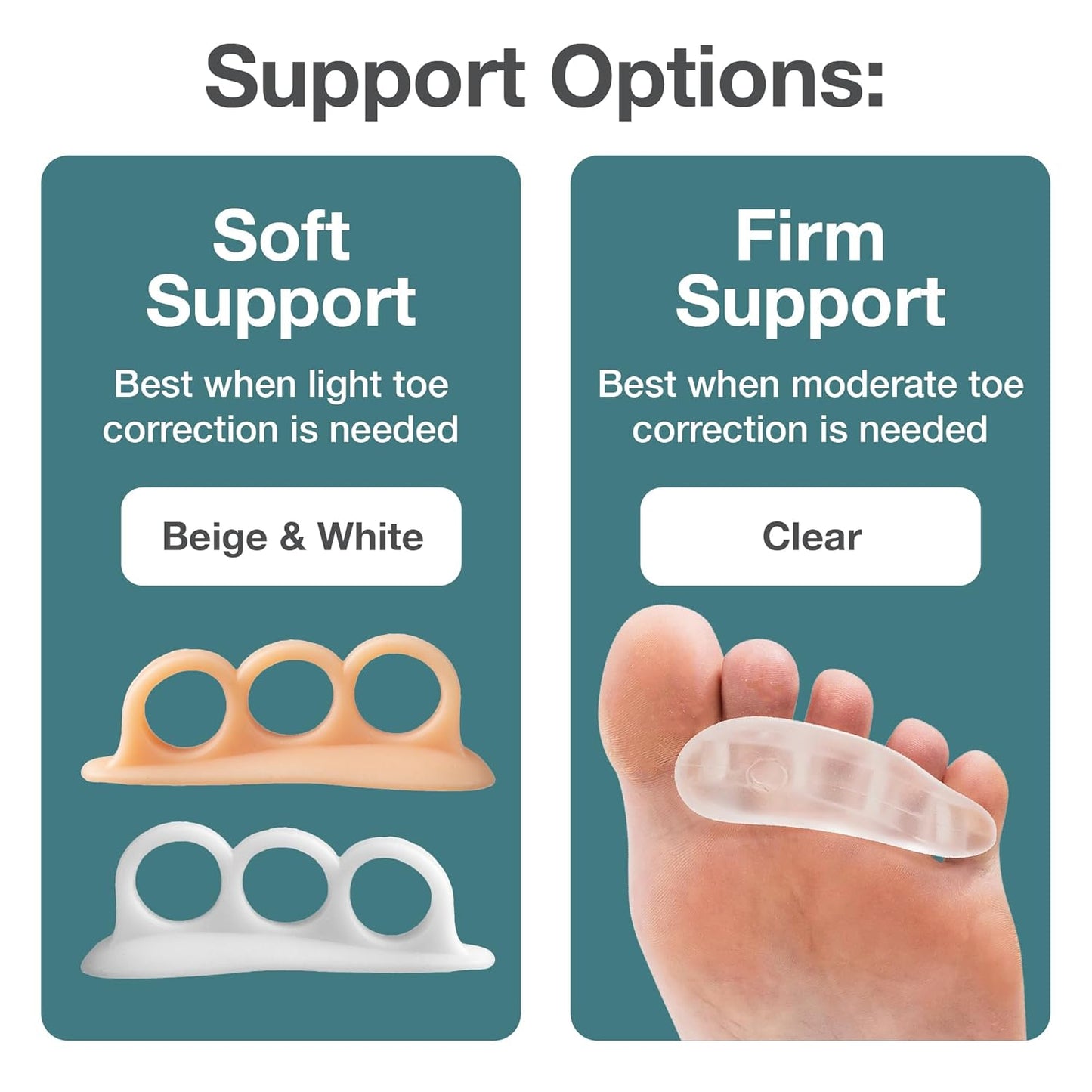 ZenToes Hammer Toe Corrector for Women & Men | Triple Loop Gel Toe Spacers & Separators | Realign Bent, Crooked, Curled, Claw, Hammertoes | Soft Support for Straightening | 4 Pack, White