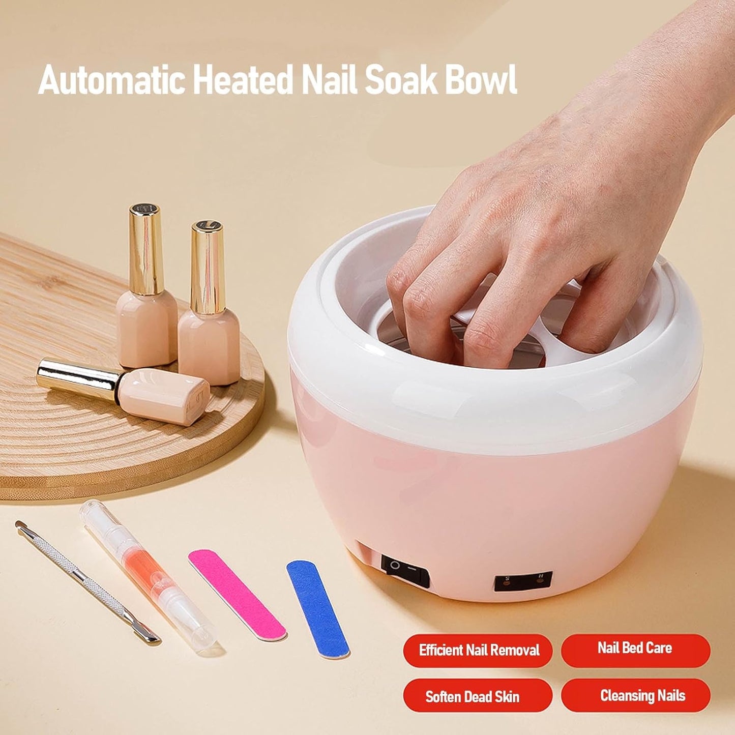 Electric Nail Soaking Bowl Heated Nail Remover Professional Manicure Kit Quick Gel Polish Removal Home Salon Tool