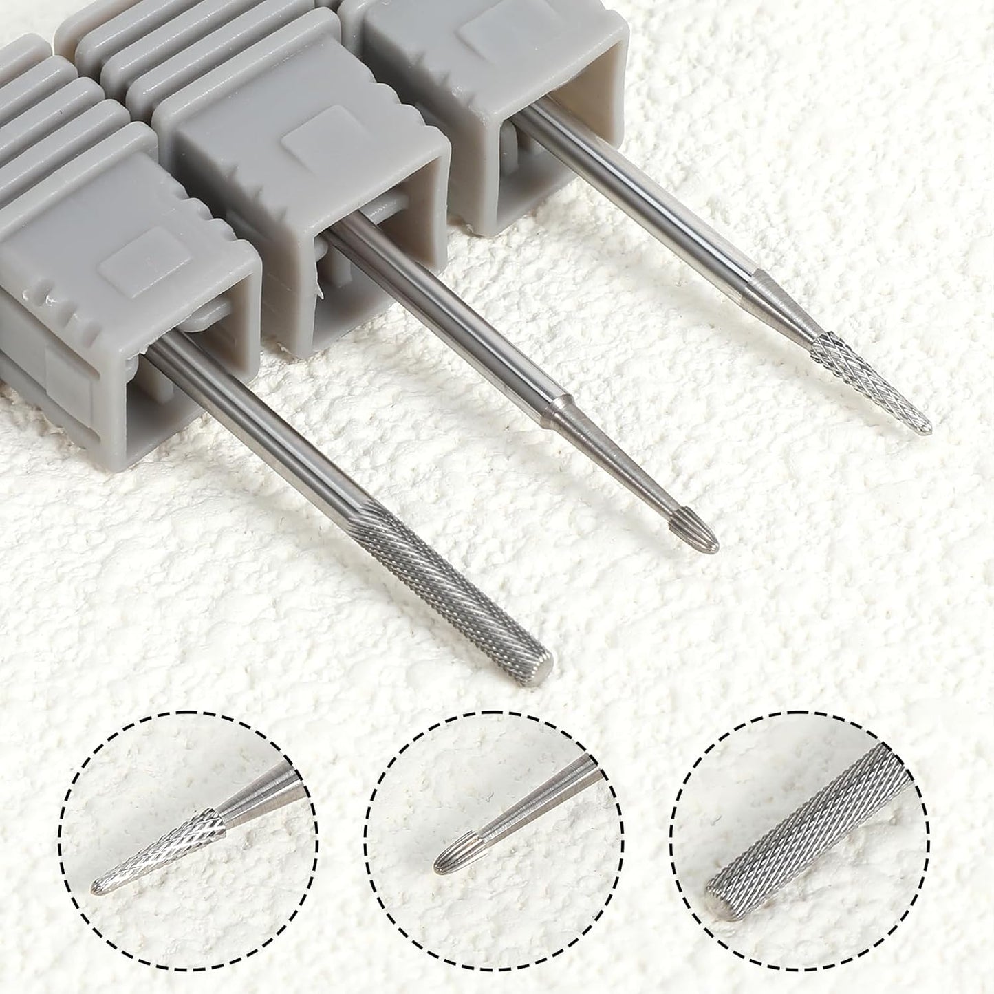 Nail Drill Bit Set, 3Pcs Carbide Cuticle Bit for Nails Drill, Professional Nail Buffer Bits for Manicure Pedicure Cuticle,Dead Skin Gel Polish Remover Tool, Nails Supplies for Home & Salon