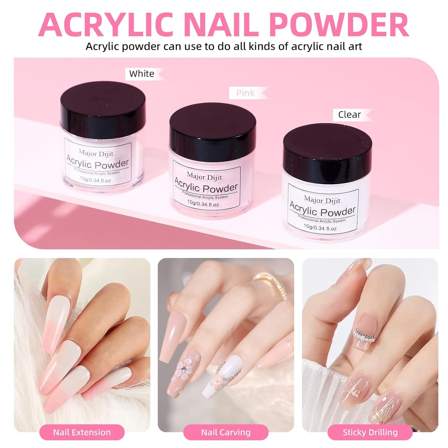 Acrylic Nail Kit with Everything for Beginners Starter Complete Set with Drill Light Nail Polish Extension Gel Nail Art Decoration Tools for Salon Starter Home Salon