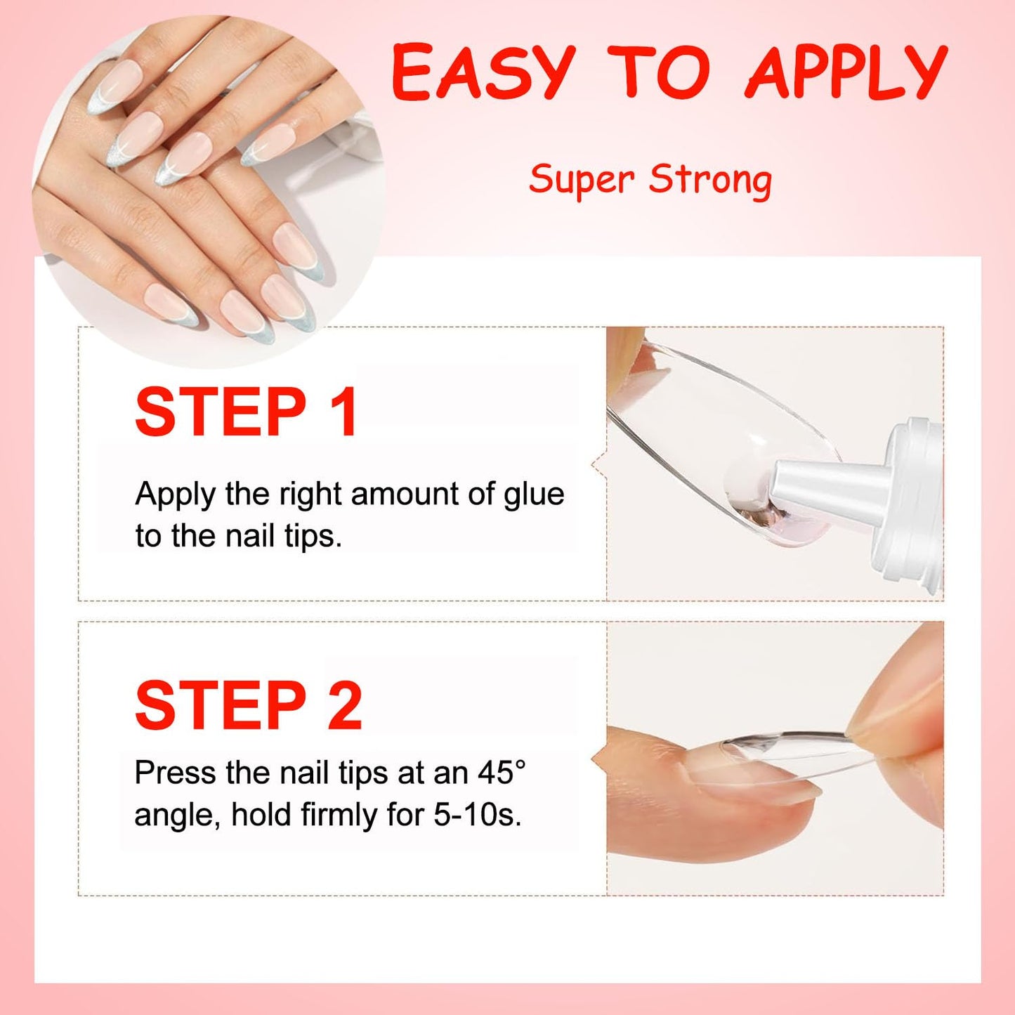 12 Bottle 5g Nail Glue,Super Strong Nail Glue for Press On Nails,Professional Upgrade Safety & Quick Dry Nail Gel for Acrylic Nails Tips & False Nail Long Lasting for Stick On Broken