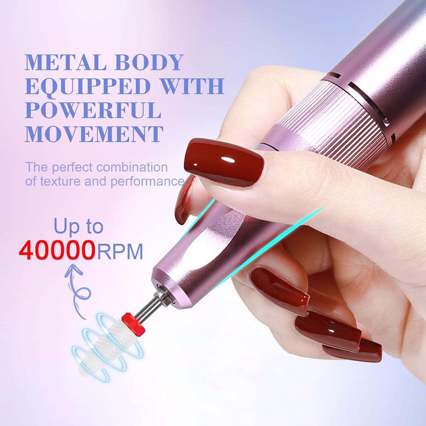 SAVILAND Electric Nail Drill 40000RPM Nail Drill Professional Machine with Nail Kit Portable Electric Nail File Electric for Nail Supplies Rechargeable Manicure Pedicure Salon Home