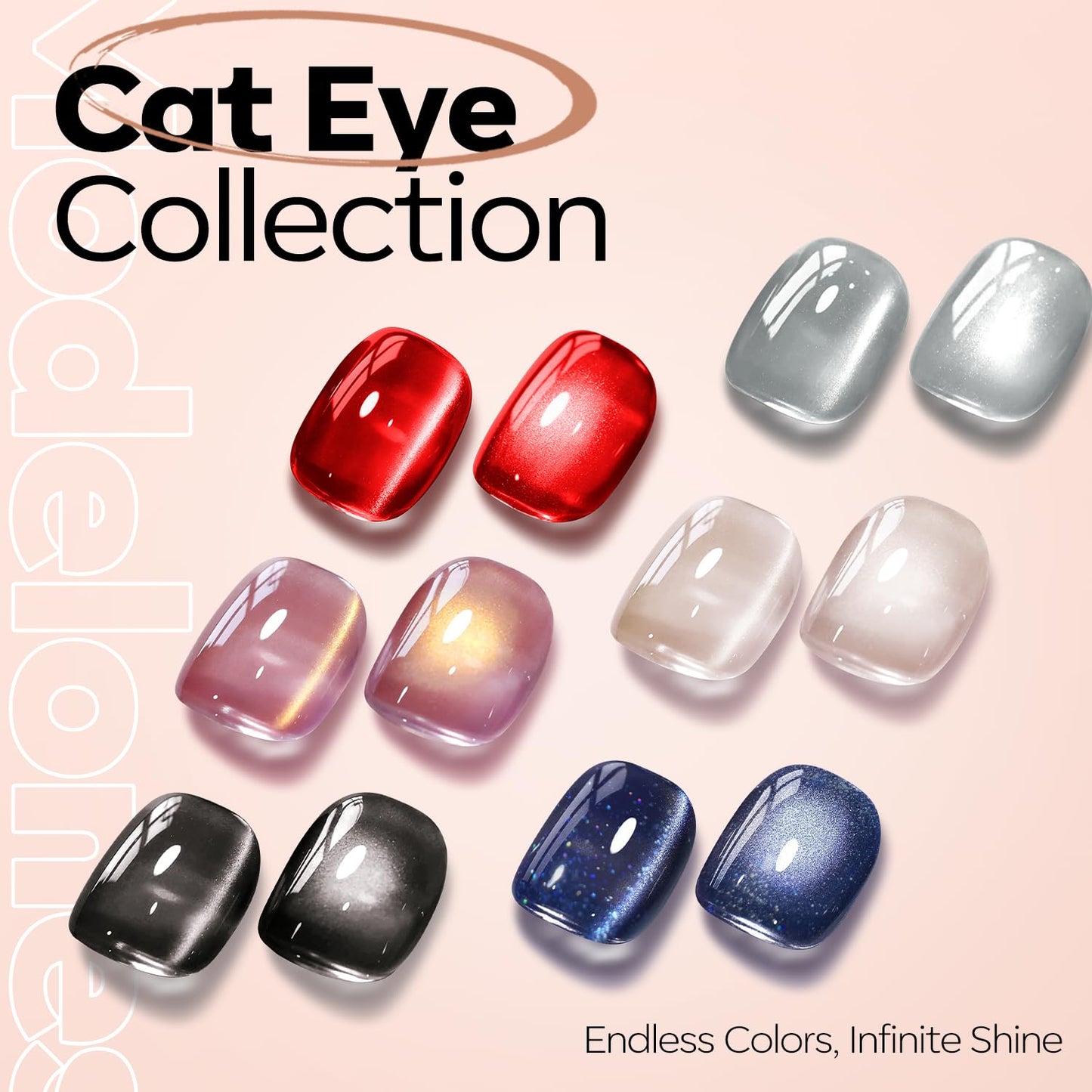 modelones Cat Eye Gel Nail Polish, 15 ML Silver Nude Glitter Holographic Glass Cat Eye Summer Jelly Shimmer Reflective Translucent U v Gel Magnetic Nail Polish Top Coat for Women Girl