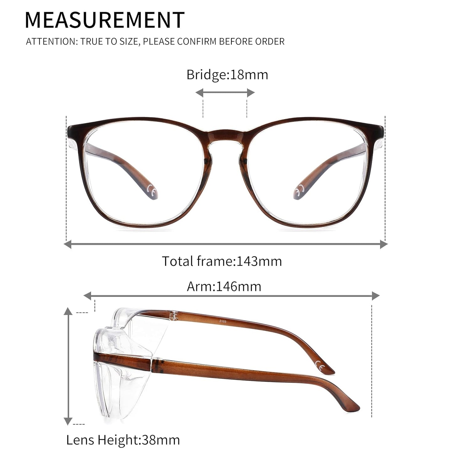 Alsenor Safety Glasses Anti Fog Goggles Protective Eyewear Blue Light Blocking Anti Dust UV Protection Glasses For Men Women (Brown)