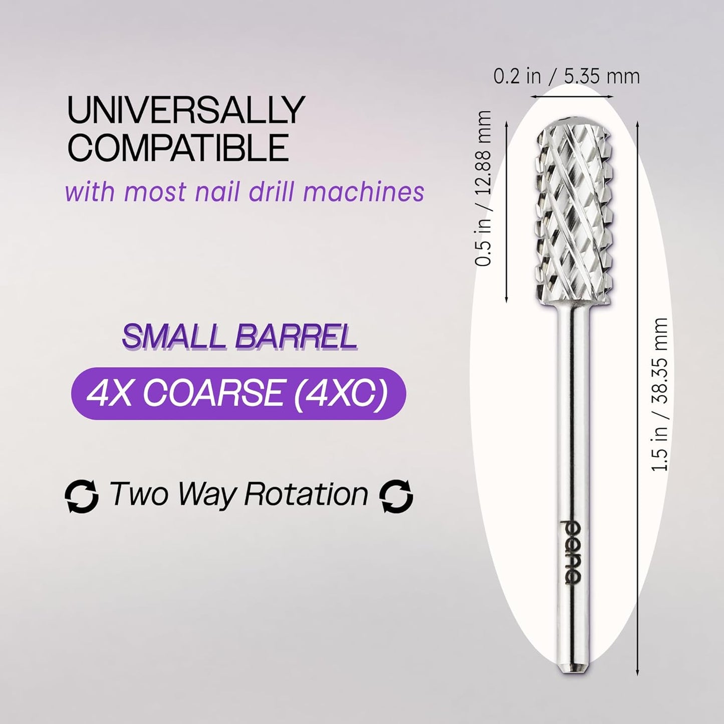 PANA 3/32" Small Smooth Round Top Safety Carbide Nail Drill Bit for Gel Polish & Acrylic Removal Nail Salon Manicure Pedicure Electric File Tools (Small Barrel - Silver, 4X Coarse)