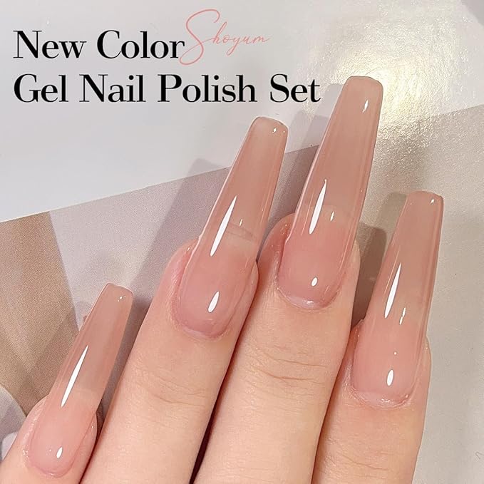 Sheer Nude Pink Gel Nail Polish LED UV Gel Soak Off Clear Elegant French Manicure Jelly Nail Polish Varnish 15ml for Home Salon Nail Art DIY X09