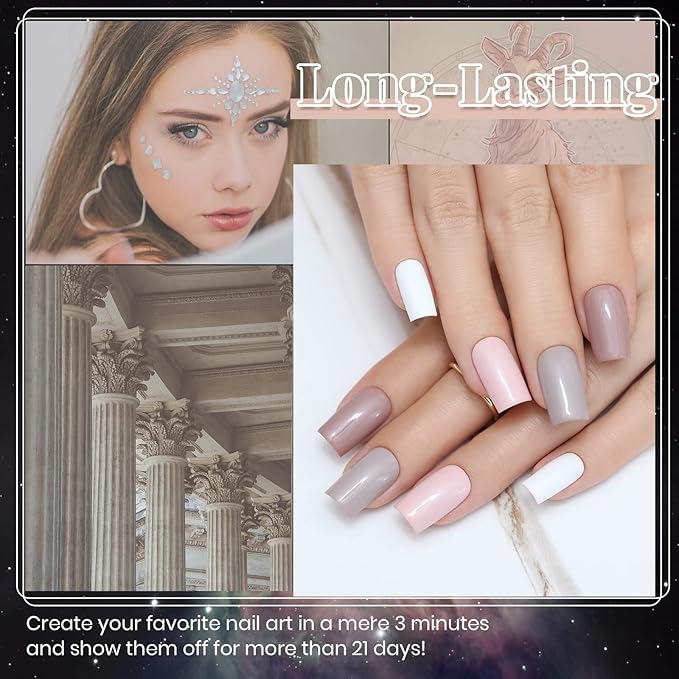 Beetles Neutral Gel Nail Polish – 6 Colors Winter Soak Off UV LED Nail Gel Kit, Brown Gray Silver White Pink Long Lasting Glossy for Salon & Home Manicure Gift for Women