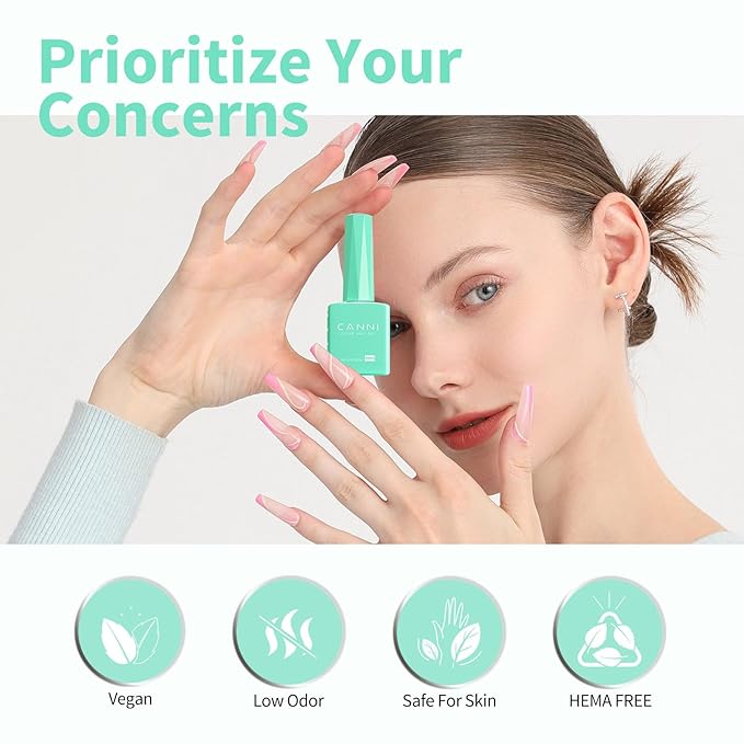 CANNI Pastel Green Gel Nail Polish, 1Pcs Sage Light Green Gel Polish Lime Mint Color High Gloss Soak Off U V Nail Manicure Salon DIY