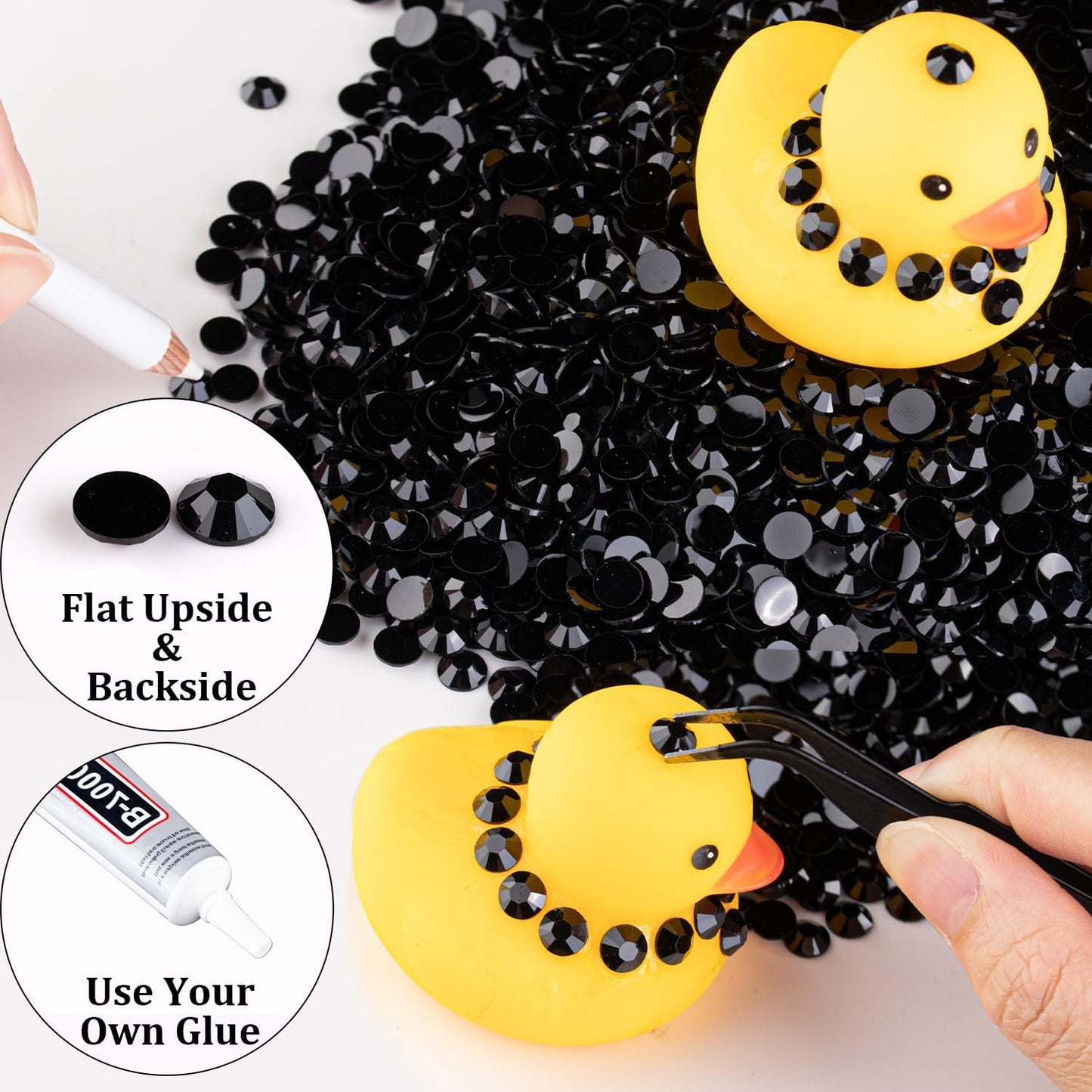 8000pcs 3mm Resin Rhinestones Bulk, Black Flatback Round Jelly Rhinestones Bedazzling Non Hotfix Crystal Gems Large Quantity Wholesale for DIY Crafts Clothes Bottles Tumblers Face Makeup Manicure