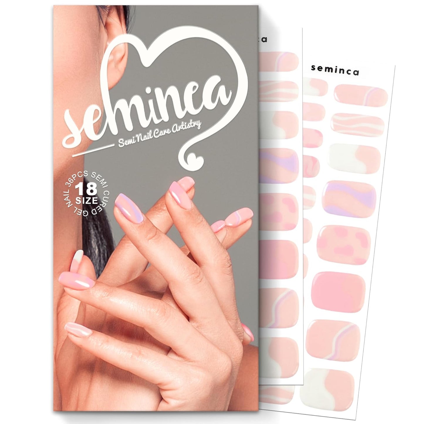 Semi Cured Gel Nail Strips-Salon Quality Semi-Cured Gel Press On Nails Stickers Natural Looking False Nails for Daily Use & Homemakers Long Lasting,Easy On & Off (Whisper Haze)