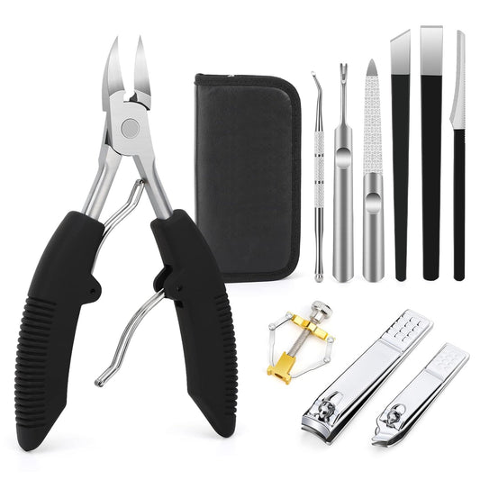Segbeauty 10pcs Ingrown Toenail Removal Kit, Nail Clipper Toenail Clipper Manicure Pedicure Kit, Professional High Manganese Steel Blade Ingrown Toenail Corrector Tool Set for Remove Cuticle Callus