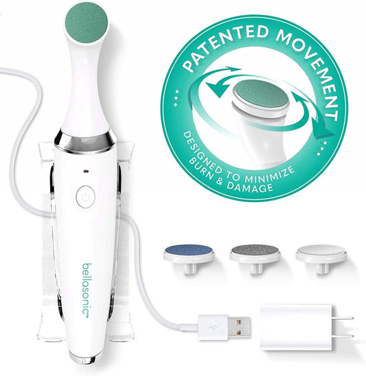 BELLASONIC 4-in-1 Rechargeable Electric Nail File Set with Unique Oscillating Head – Shape, Smooth, Buff & Shine Nails – Remove Cuticles & Calluses – Salon Quality Manicure Pedicure Results