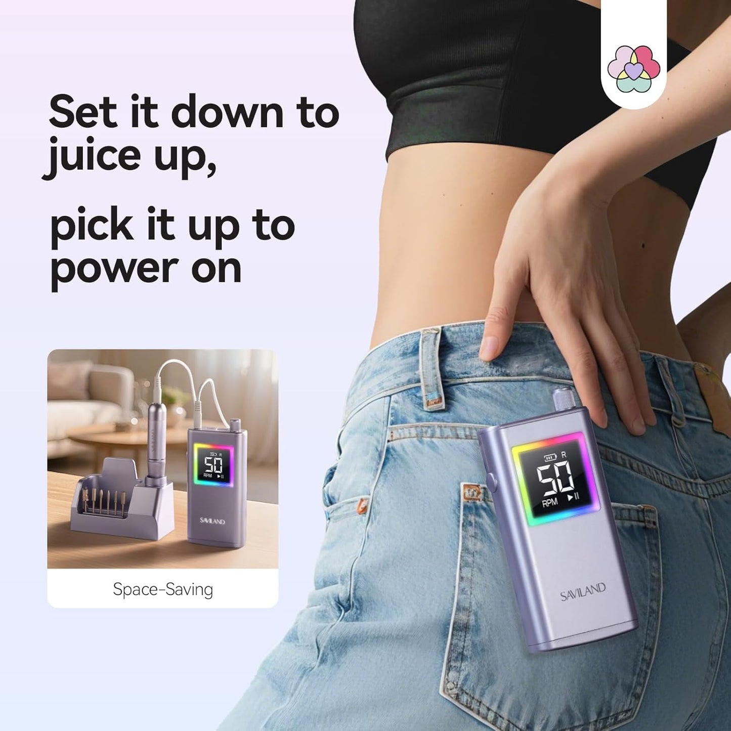 SAVILAND Advanced 50000 RPM Nail Drill Professional: Aluminium Alloy 10S Fast Removal Electric Nail File Portable Nail Filer Electric Nail Drill Bits Pro Acrylic Nail Manicure Nail Tools