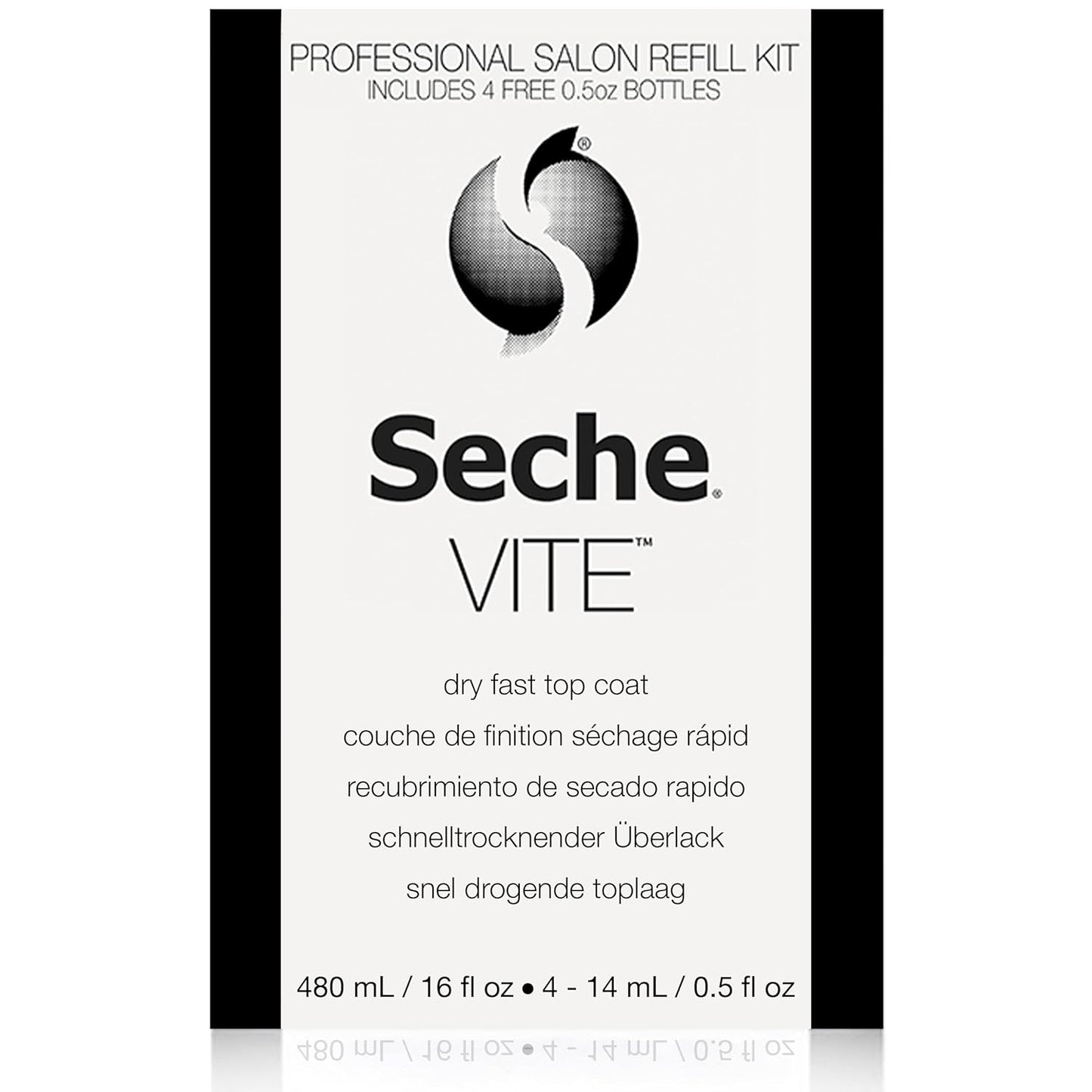 Seche Vite Dry Fast Top Coat 16oz Refill Kit, 16 oz Refill & 4 x 0.50 oz