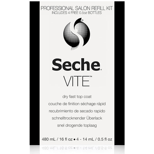 Seche Vite Dry Fast Top Coat 16oz Refill Kit, 16 oz Refill & 4 x 0.50 oz