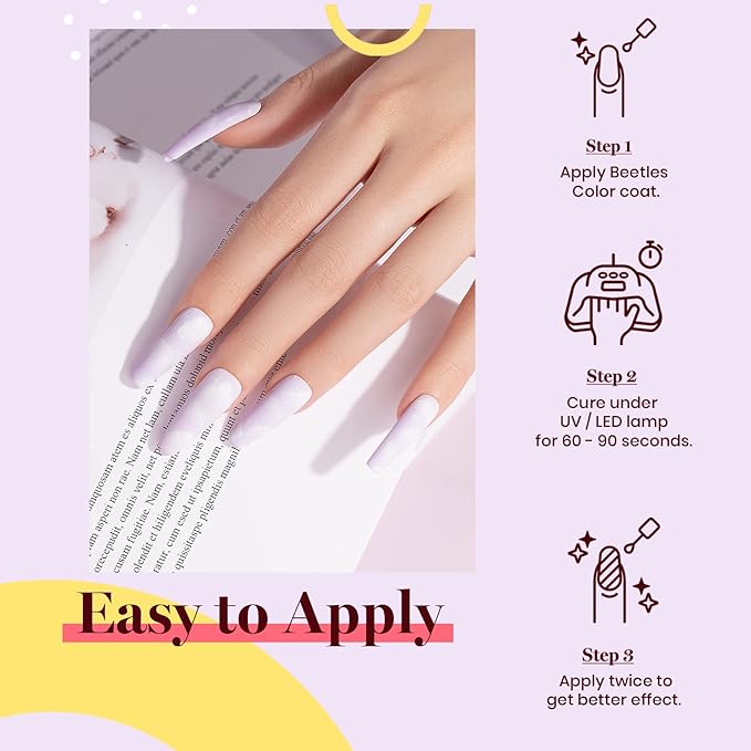 beetles Gel Polish 15ml Lilac Purple Nail Gel Soak Off Uv LED Nail Lamp Gel Polish Nail Art Manicure Salon DIY Home Solid Color Gel Gift for Women Girls