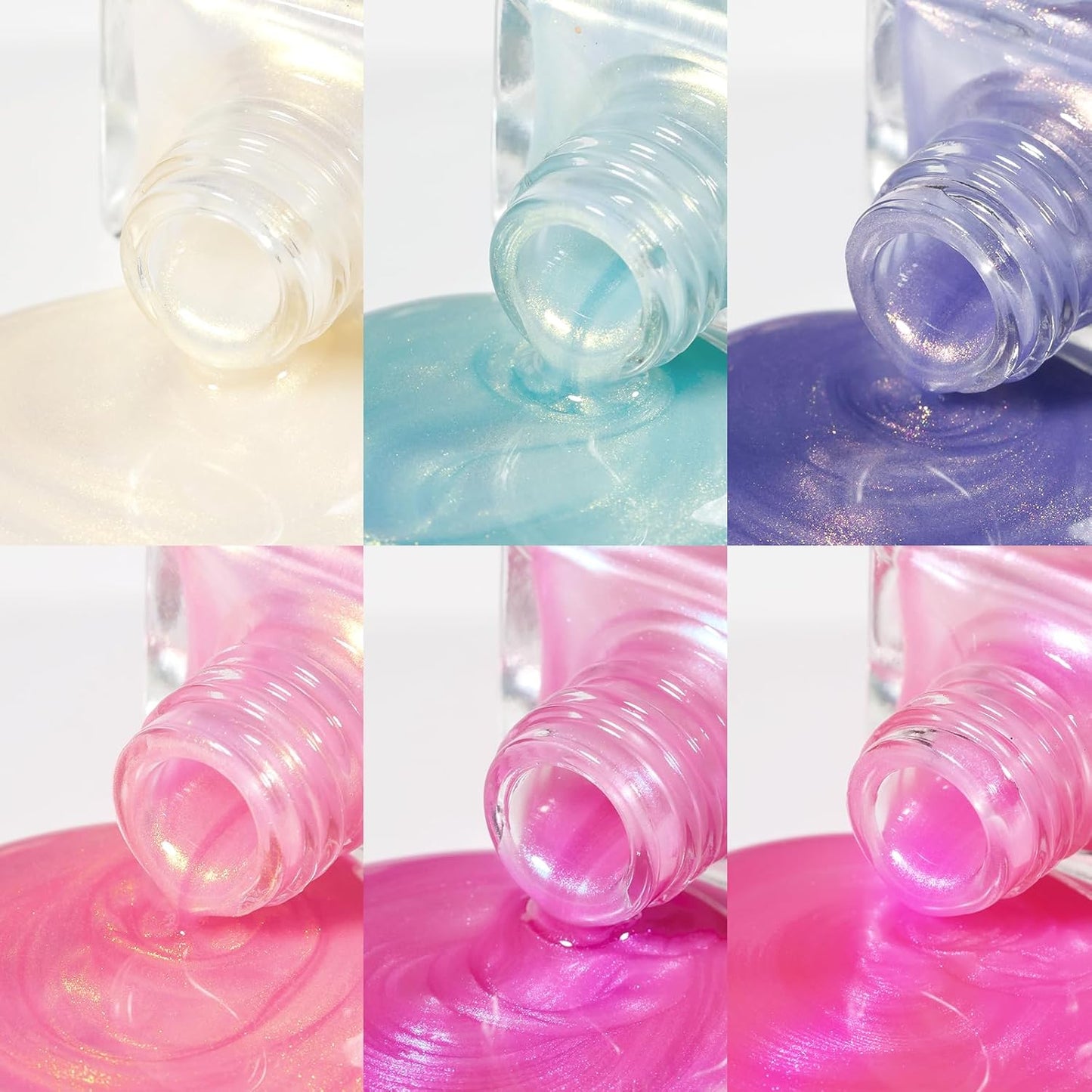 Pearl Nail Polish Set Non Gel, Quick Dry Mermaid Shell Nail Polish Air Fast Drying Manicure DIY Salon Gift(White Pink Blue Green Colors)