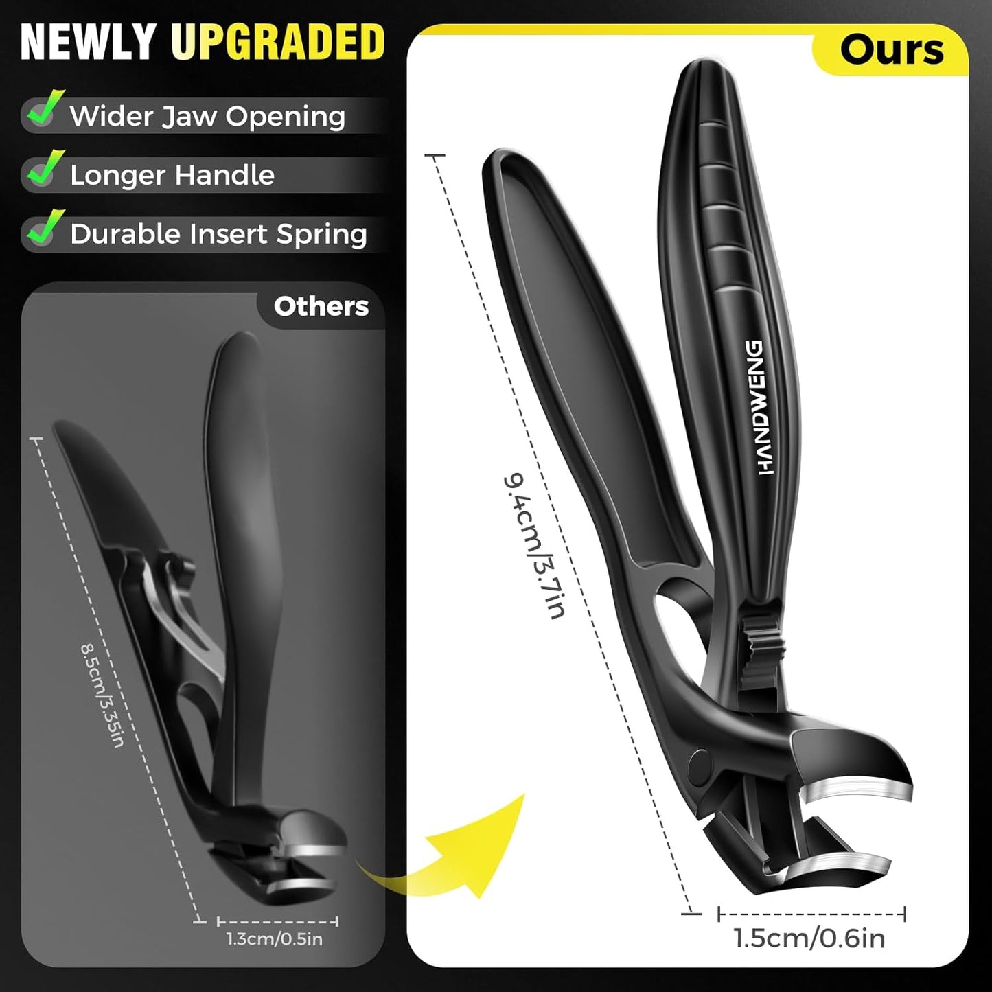 2025 Upgraded Toenail Clippers for Seniors Thick Toenails, Angled Head Large Toe Nail Clippers for Men with Catcher, Heavy Duty Sharp Fingernail Clipper with Long Handle, Wide Jaw