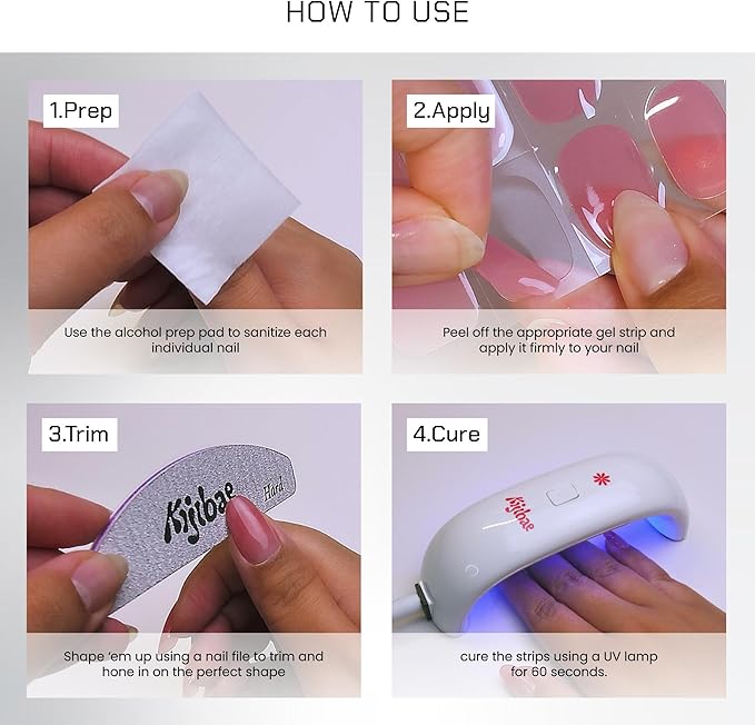 Semi Cured Gel Nail Strips - Minimalist Ombre Nail Polish Wraps, Works with Any UV Lamp - Long Lasting Easy Salon Manicure - 24pcs with 2 Prep Pads, Nail File & Cuticle Stick (Chocolate Bar)