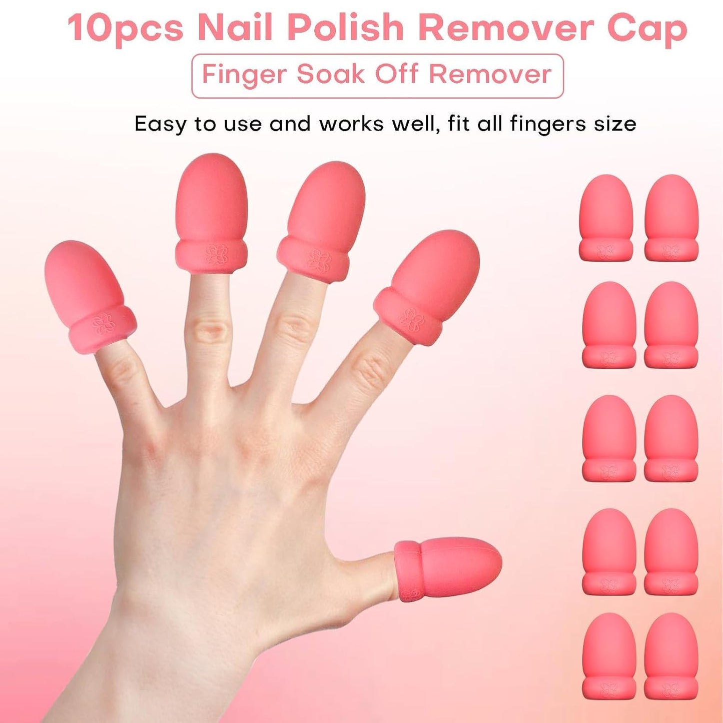 Nail Polish Remover Soak Bowl [2 PCS], Gel Polish Remover Refill Kits for Nails Including 10 PCS Soak Off Caps, Nail Buffer Block, Nail File, Cuticle Pusher, Pipette