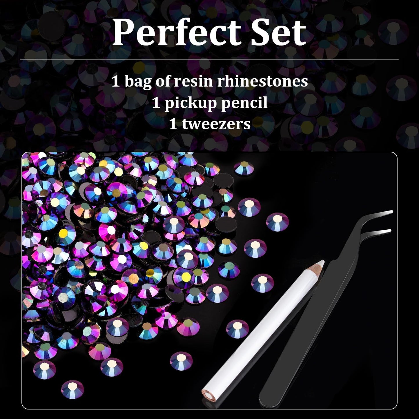 5000pcs 5mm Resin Rhinestones Bulk, Purplish Black AB Flatback Round Jelly Rhinestones Non Hotfix Crystal Gems Large Quantity Wholesale for DIY Crafts Clothes Bottles Face Makeup Manicure