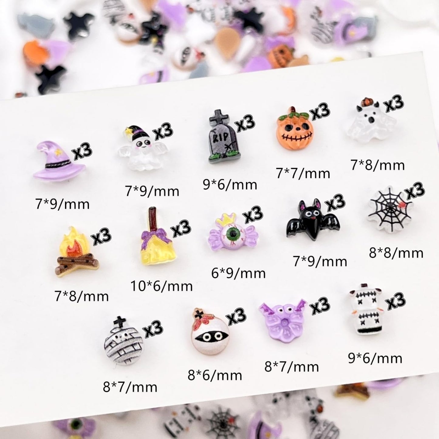 56Pcs Halloween Nail Charms 3D Resin Halloween Nail Art Charms Pumpkin Hat Bat Spider Web Nail Art Supplies for Acrylic Nails Halloween Nail Art Accessories for Women and Girls