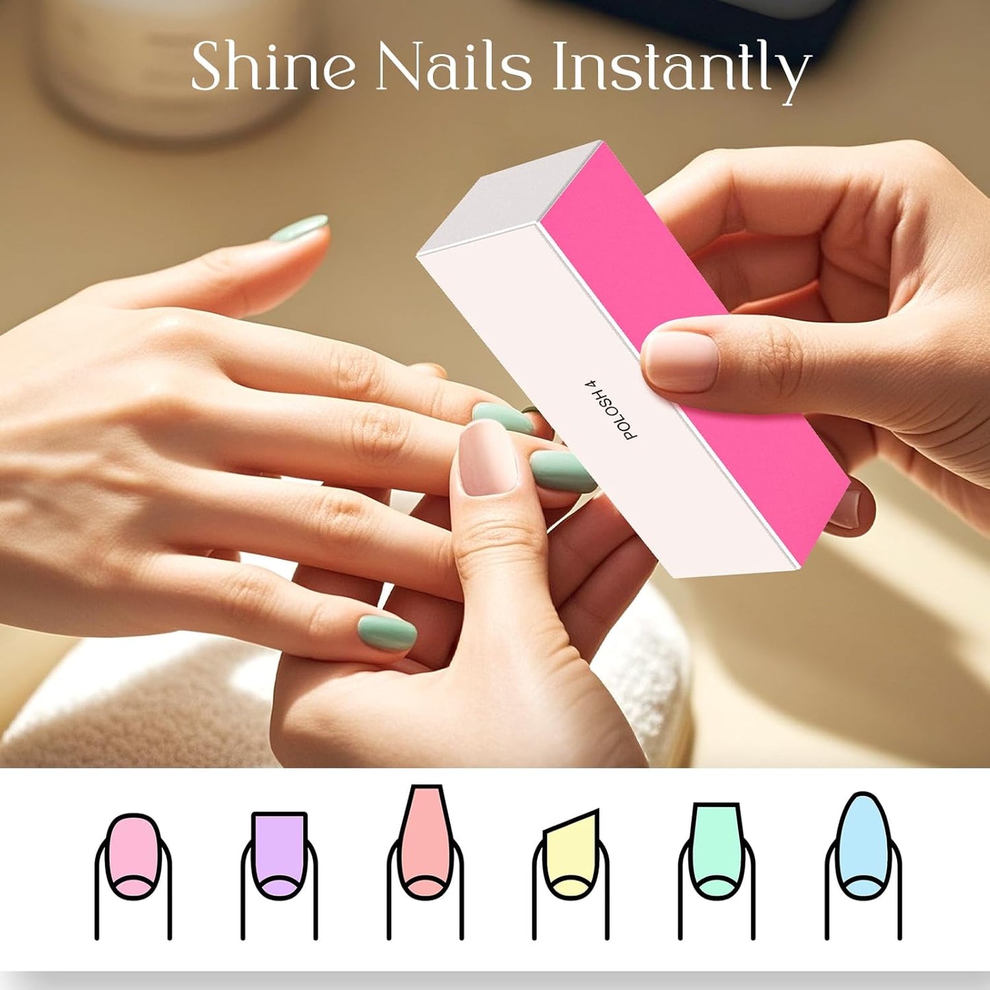 4 Way Nail Buffer Block,4pcs Nail Shine Buffers Blocks Files for Natural and Acrylic Nails Smoother Buffing Block Polisher Fingernail File Buffer