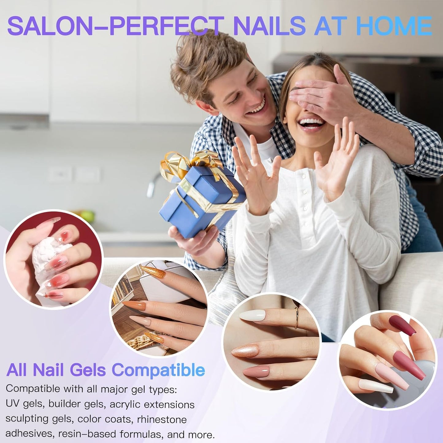 Wisdompark UV LED Nail Lamp 280W, UV Light for Gel Nails with 66Pcs Lamp Beads and Automatic Sensor/4 Timer Settings Professional Nail Dryer for Gel Polish Manicure Art Tools for Home Salon