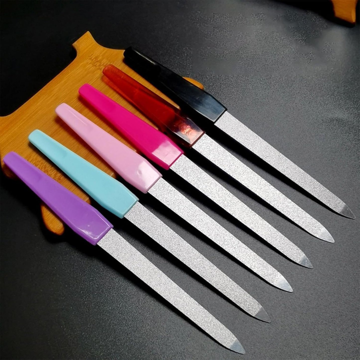 6 Pcs Metal Nail File, Double Sided Grit Fingernails Filers Stainless Steel Natural Diamond Finger Nail Filers Nail Emery Boards Tool Nail Buffers