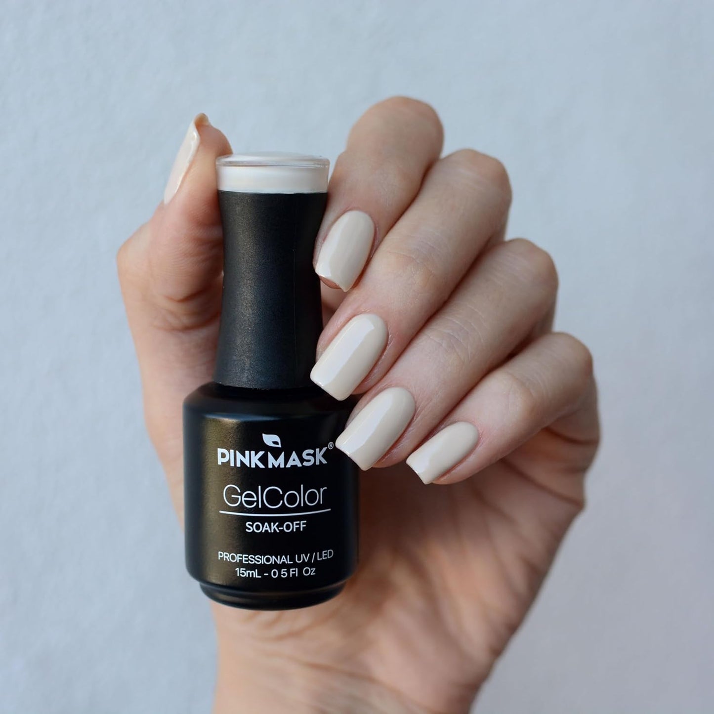 PINK MASK Gel Color Nail Polish Naked Ivory 15ml / o.5 oz - UV/LED Gel Polish, Non Wipe, Long Lasting, Soak Off Formula