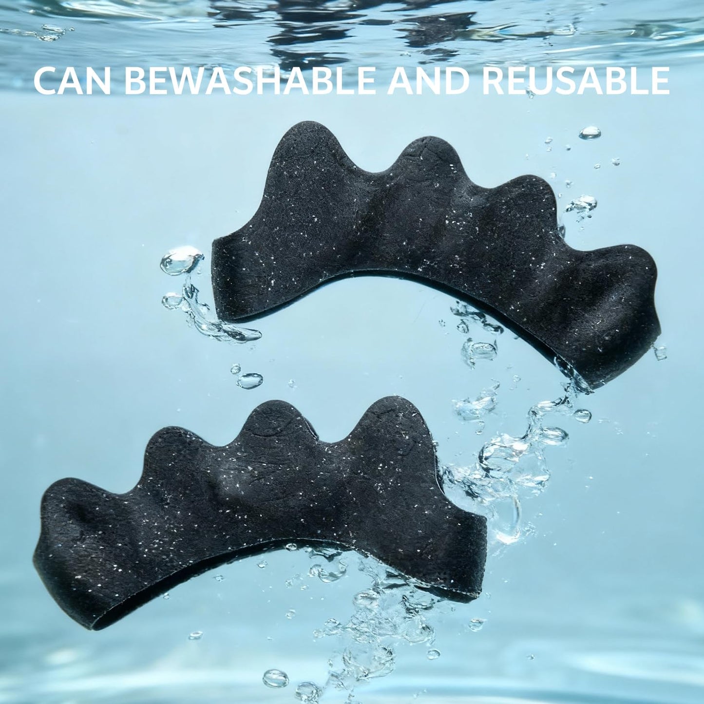 Durable Unisex Toe Separators with Sparkle Design for Yoga & Daily Use - Flexible Silicone toe Spacers for Bunions, One-Size-Fits-All for Men & Women (2PCS) (Black)