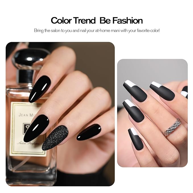 Black Gel Nail Polish 1Pcs 15ML Nail Polish Soak Off UV LED Nail Gel Polish Nail Art Starter Manicure Salon DIY at Home, 0.51 OZ