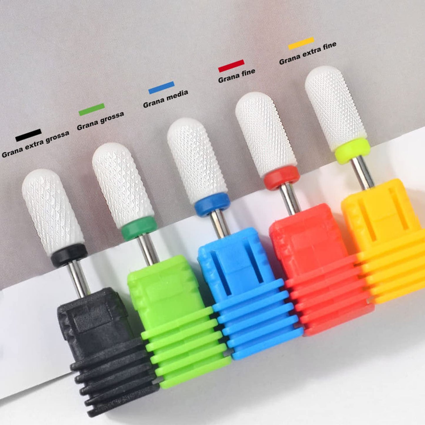 Fantexy Ceramic Nail Drill Bits Set,3/32'' (2.35mm) Professional Cylindrical Ceramic Bits,Cuticle Nail File Bits for Acrylic Nails,Manicure Pedicure Home & Salon Use-Both Left and Right Handed(5 Pcs)