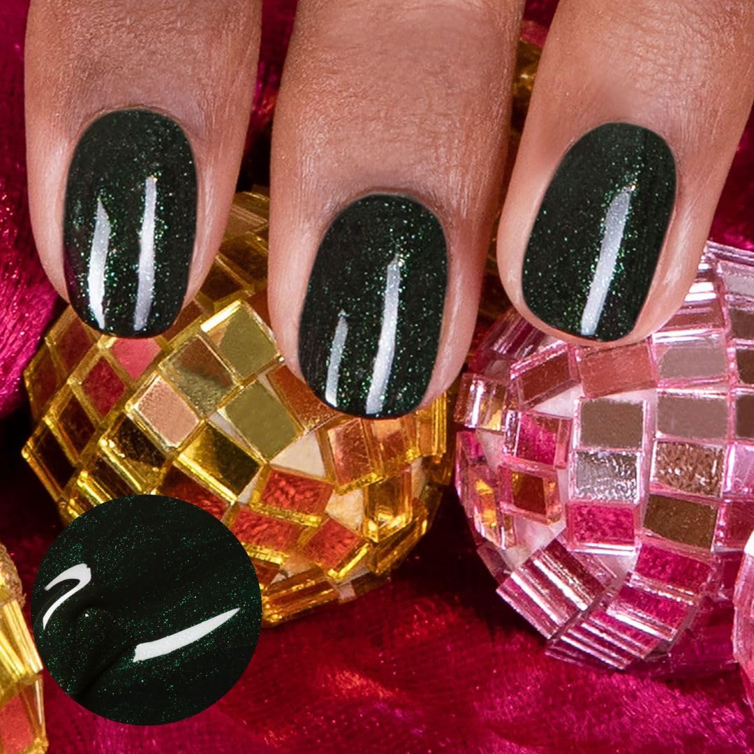 Manucurist Green Glitter Nail Polish - Natural Classic, 9-Free, Vegan (81%), 0.5 fl oz