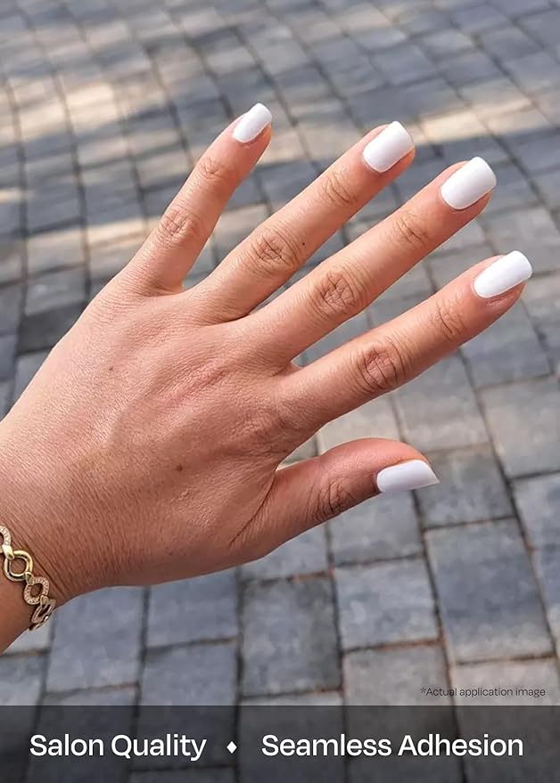 ohora Semi Cured Gel Nail Strips (N Clean White) - White, Solid, Works with Any UV/LED Lamps, Salon-Quality, Long Lasting, Easy to Apply & Remove - Includes 2 Prep Pads, Nail File & Wooden Stick