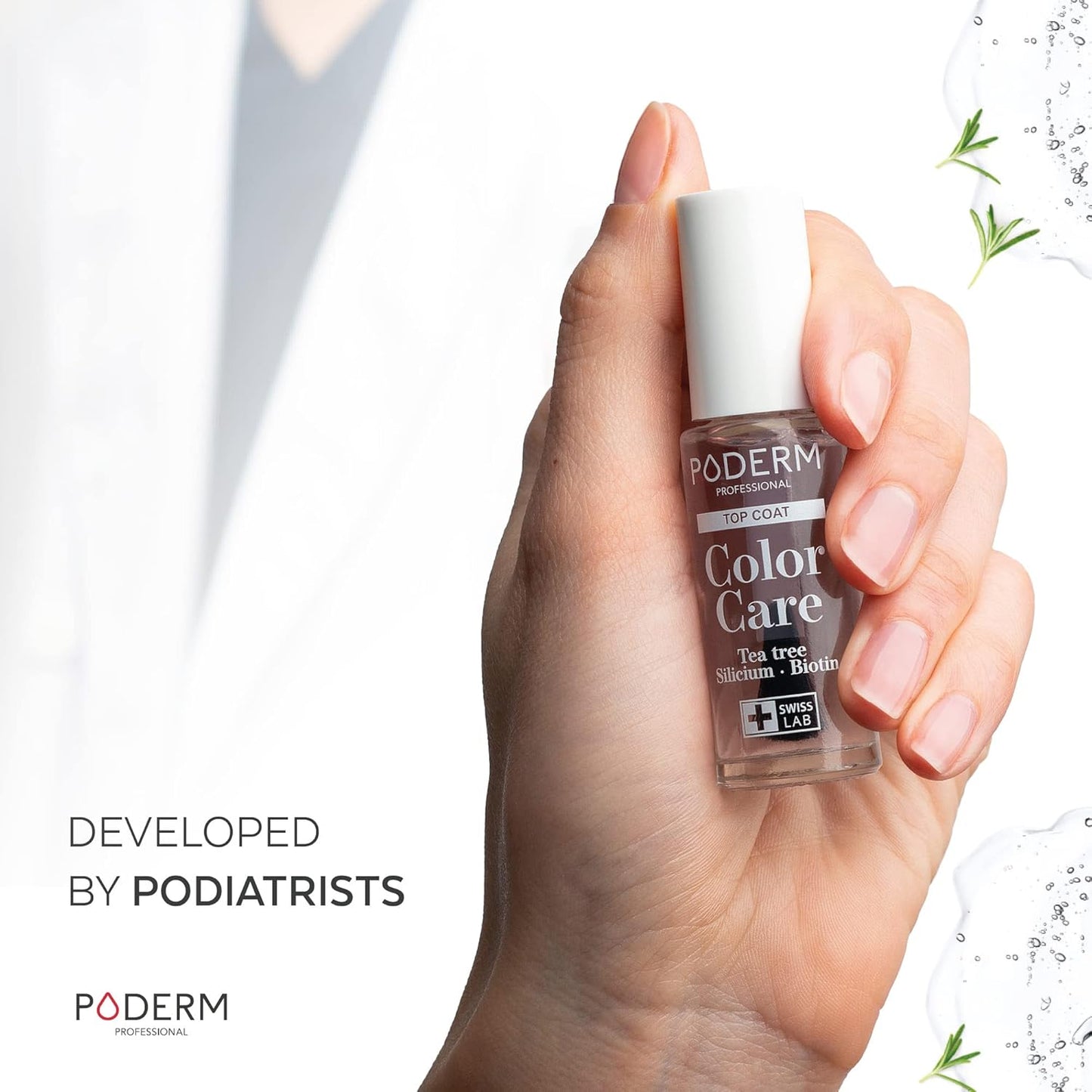 PODERM - Nail Polish – Enriched with Tea Tree – Improves nail appearance – Ingredients Natural/Vegan - foot/hand - Swiss Made (Top Coat)