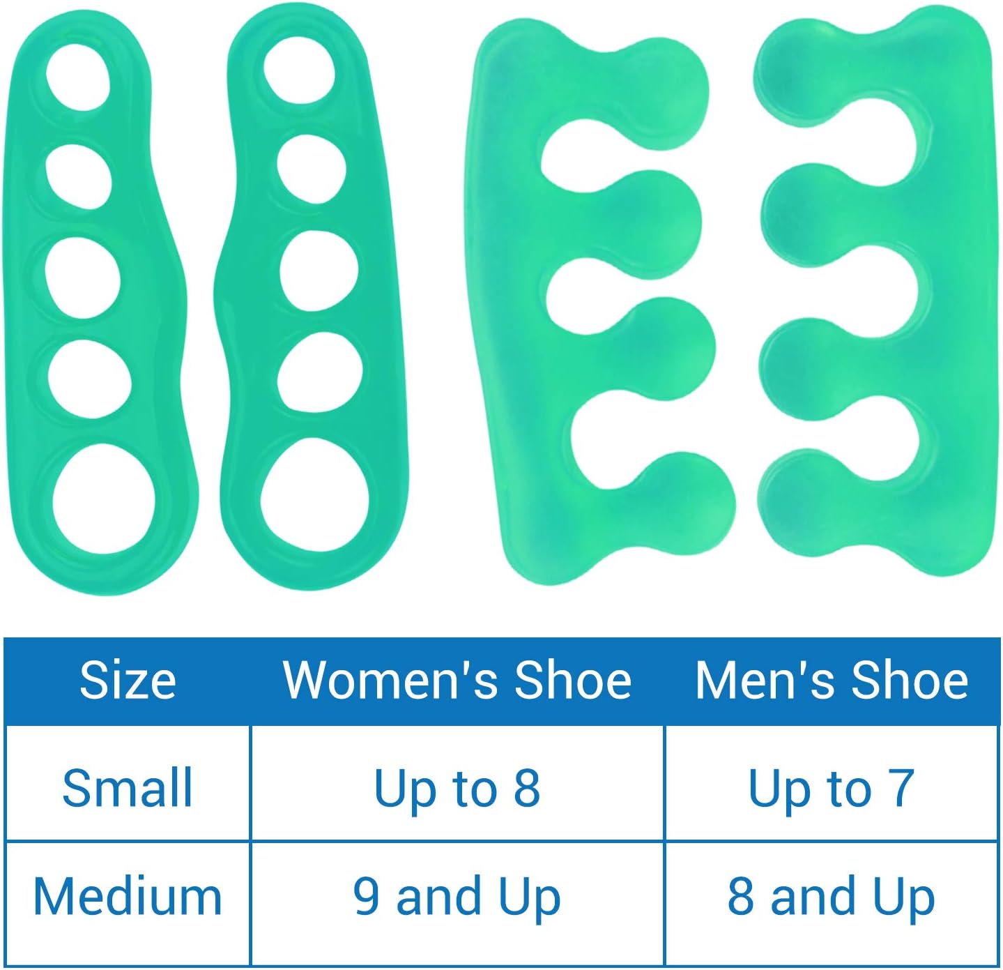 ViveSole Toe Separators for Men & Women Small (2 Pairs) - Silicone Gel Spreaders - Therapeutic Spa Stretchers for Plantar Fasciitis, Bunions, Overlapping Hammer Toe Spacers - Metatarsal Yoga Cushion