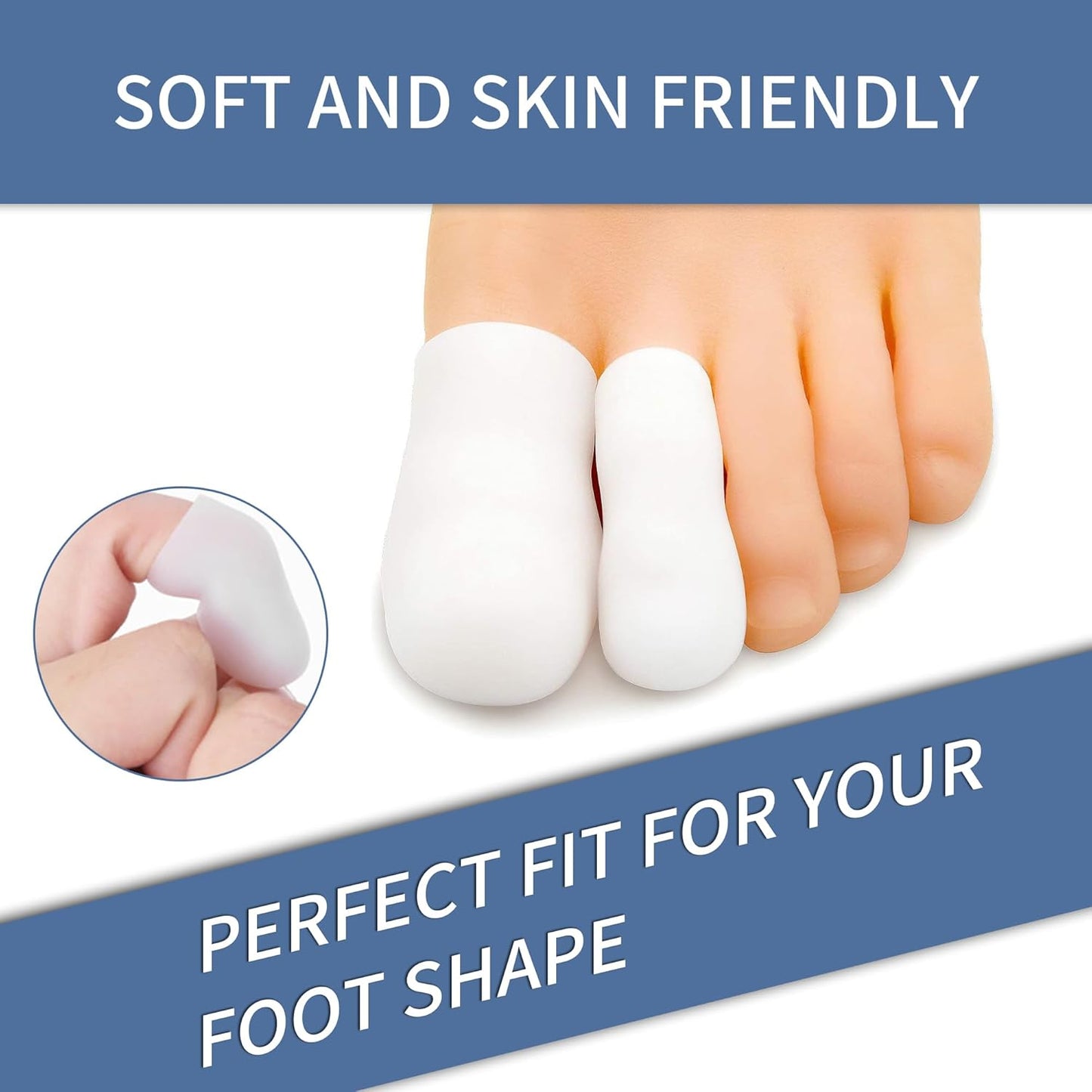 6 Pairs Silicone Toe Caps Hammer Toes Covers Flexible Stop Toe Pain Toe Guards Soft Toe Protectors for Women Men Toe Sleeves for Corns Blisters Calluses