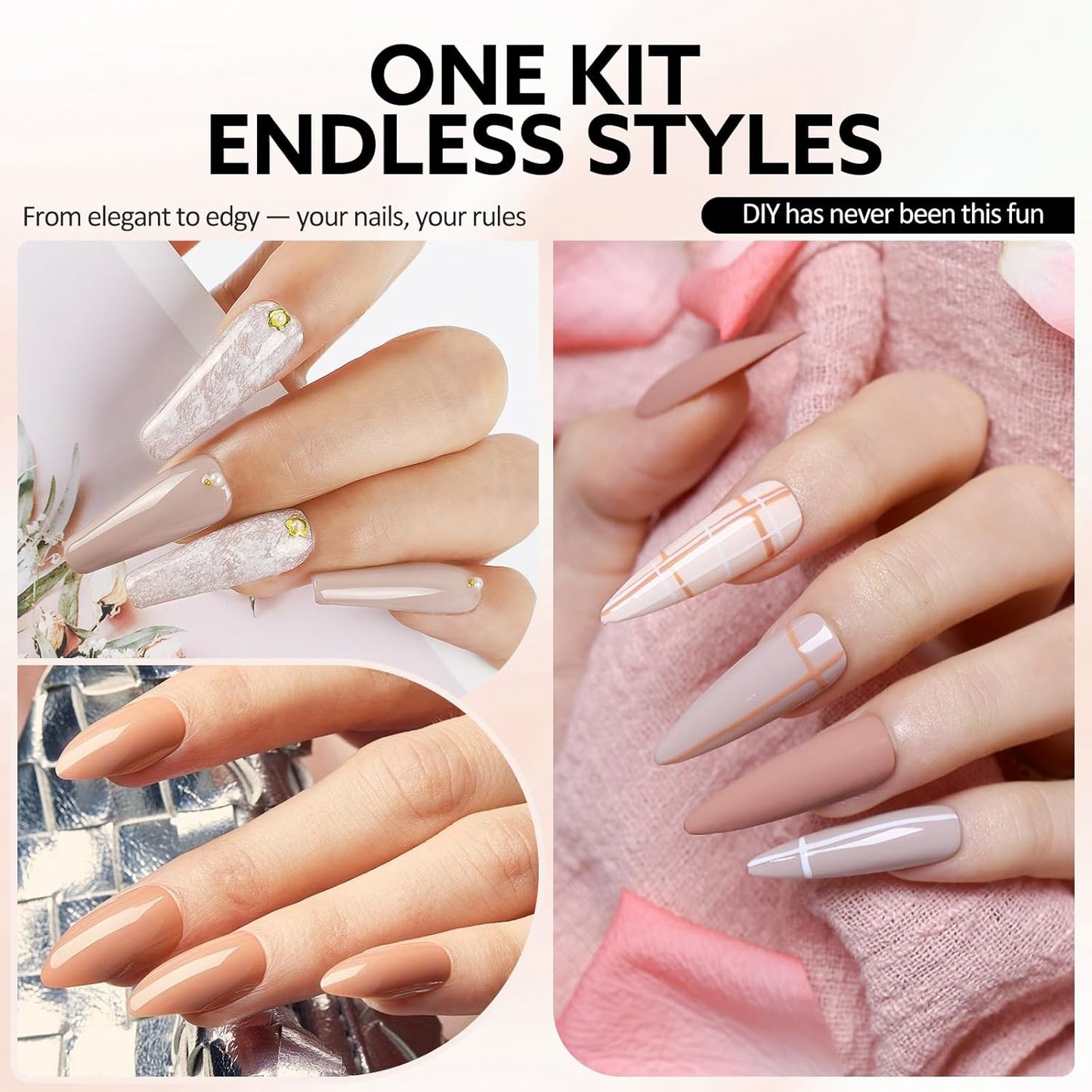 VENALISA Gel Nail Polish Set, 5 Colors 10ML Nude Gel Polish Kit Skin Tone Soak Off Salon Manicure DIY at Home Nail Art For Girls Women