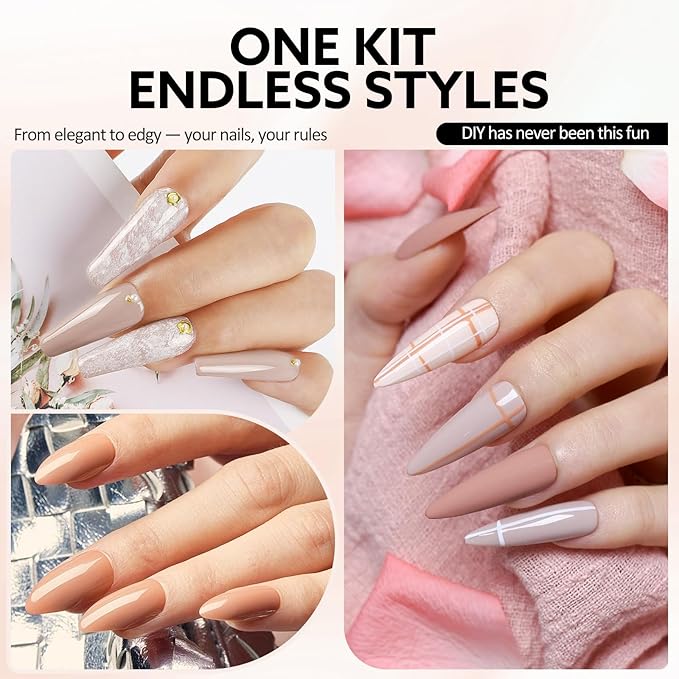 VENALISA 10 ML Pink Gel Nail Polish Set with DIY Nail tips Kit, 5 Pcs Baby Pink Light Nude Gel Polish Color High Gloss Soak Off U V Nail Manicure Salon DIY