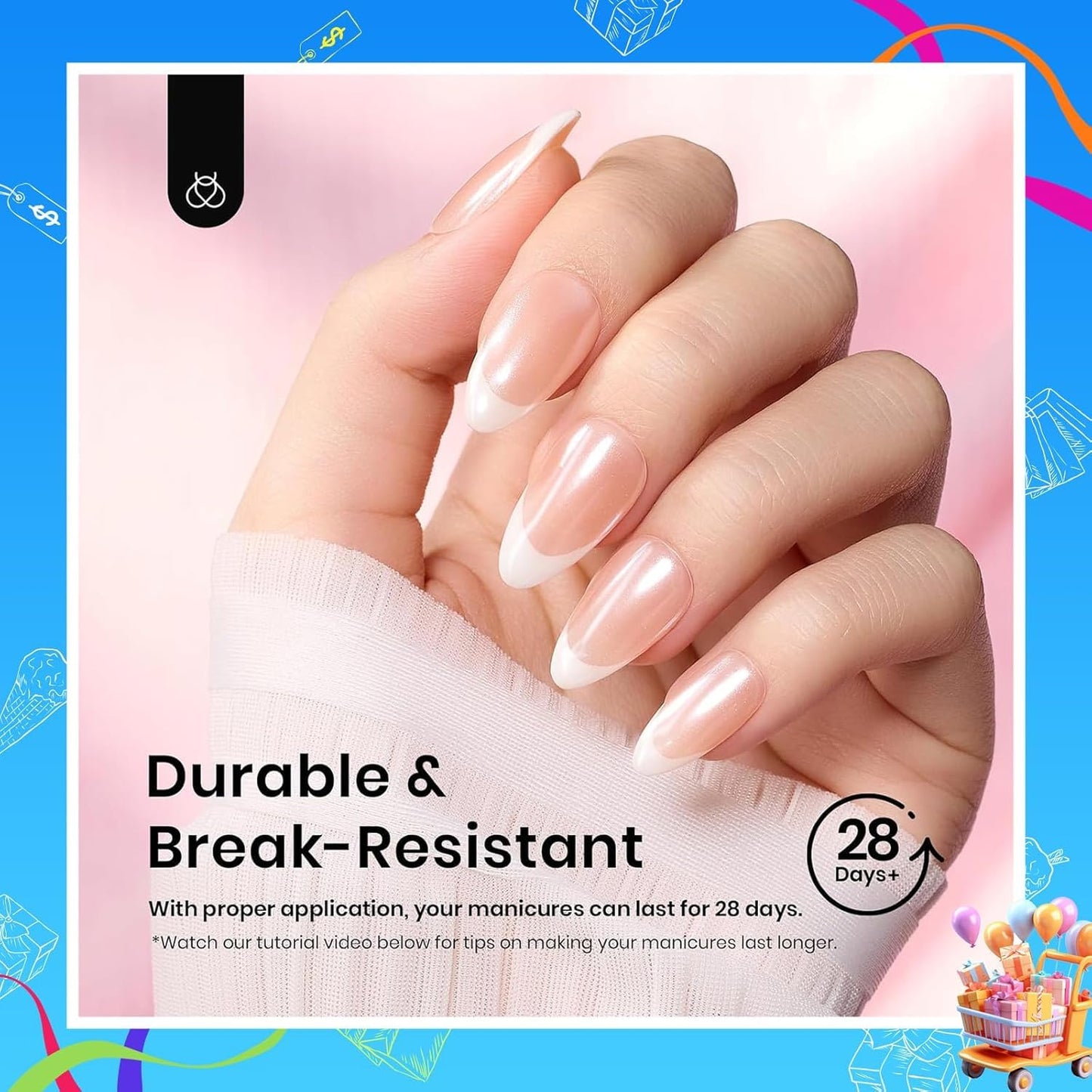 Beetles Short Almond Nail Tips: 12 Sizes 288 PCS Half Matte Full Cover Gel Tips Clear Acrylic Gel Nail Tips Almond Shape for DIY Extension