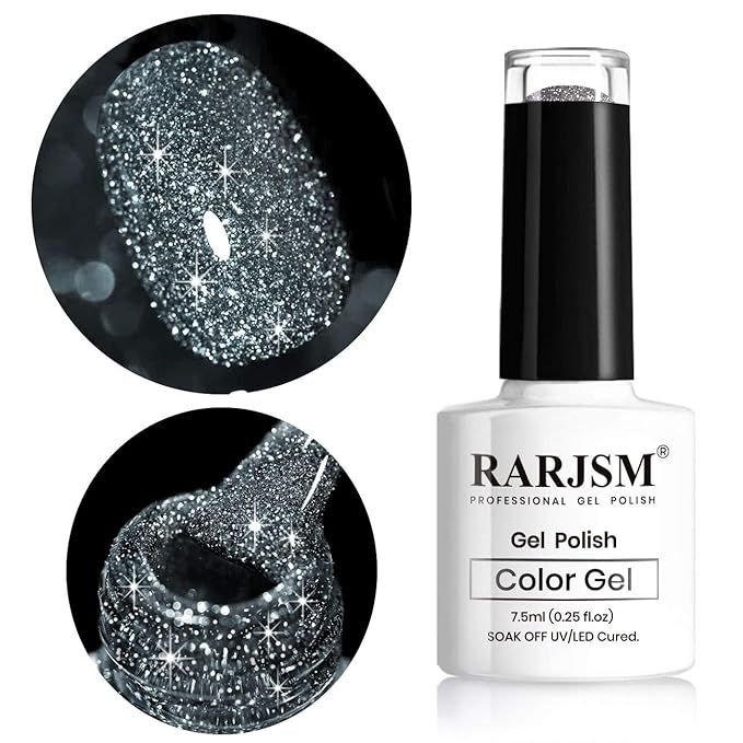 Black Glitter Nail Polish L e d U V Gel Polish Sparkle Color Soak Off Nail Art Gel 1 PCS 7.5ML Gel Polish Sparkles Varnish for Nail Art DIY Design Manicure Starter RAR85