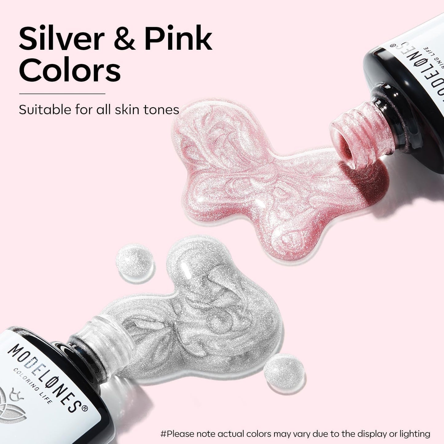 modelones Cat Eye Gel Nail Polish, 2 PCS 15ML Pink Sliver Holographic 9D Cat Eye Glitter Multichrome Silver Pink Shades Polish with Magnet Soak Off Led Nail Art Gel DIY Salon Gift