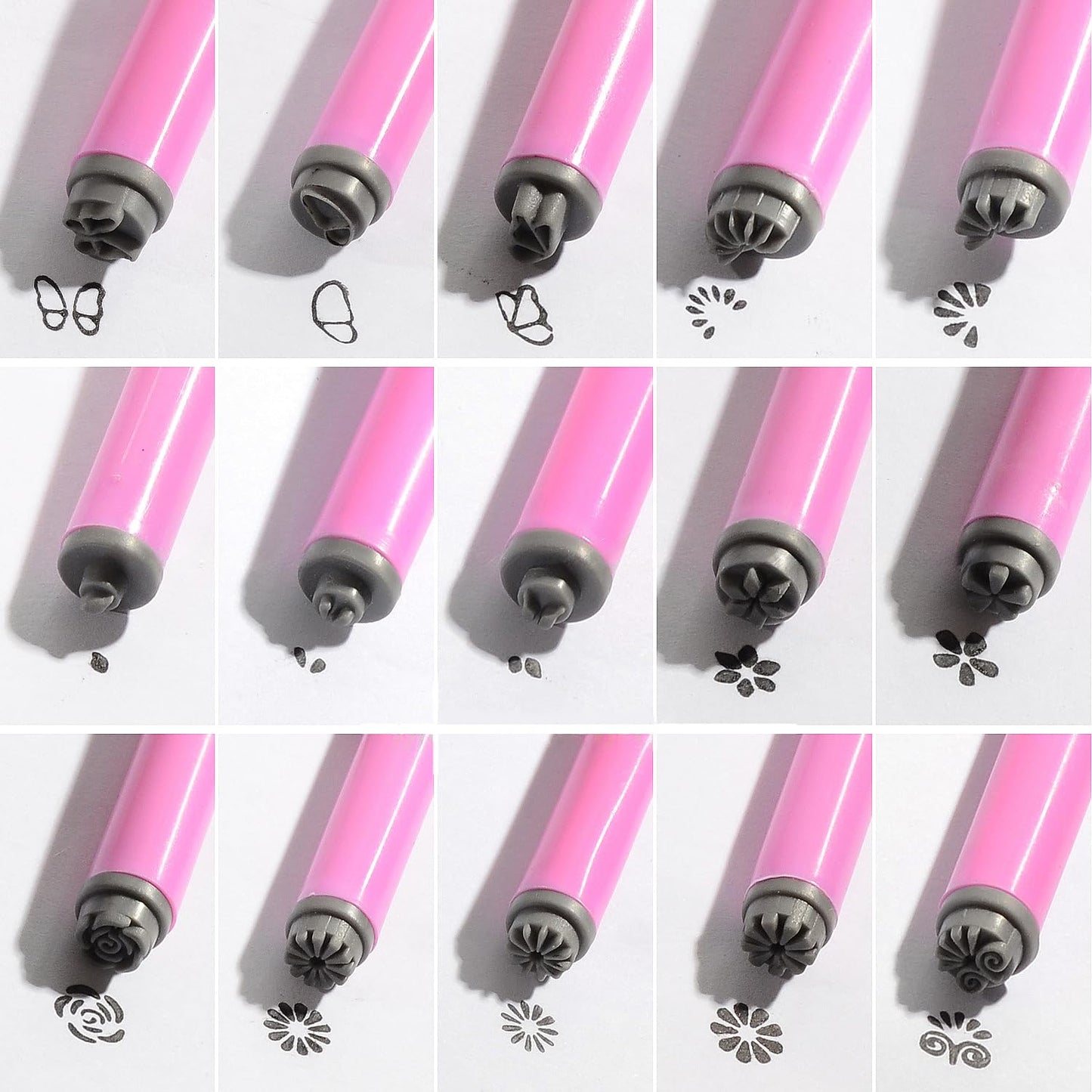WOKOTO 15Pcs Nail Art Stamp Pen Set Flower Butterfly Rose Nail Stamper Pen Nail Art Transfer Pen Design Tools Nail Stamping Pens Kit Nail Art Tool With Different Patterns Nail Art Tools For Women