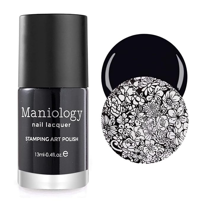 Maniology Black & White Duo Stamping Polish Set | Basic & Essential, Primary Colors – 13ml Lacquer Bottles for Crisp Nail Art Design & Full-Coverage DIY Manicures