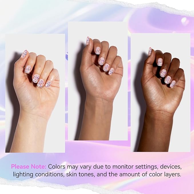 Fast Dry Nail Polish, Multicolor Glitter Purple Blue Red Sparkle Fingernail Polish, No UV Lamp Needed, Vegan, Long Lasting Gradient Nail Art DIY Home Travel Manicure Gift