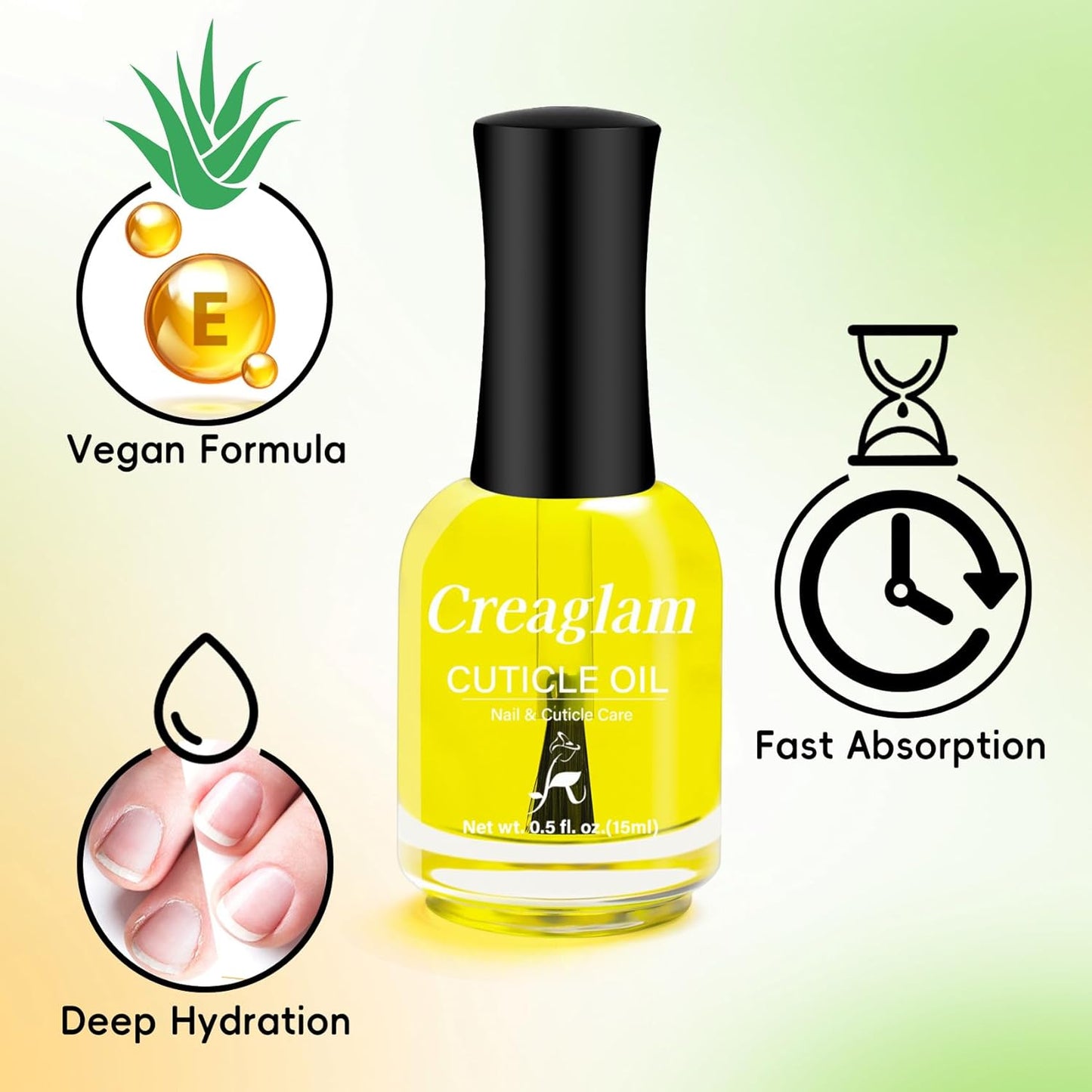 Cuticle Oil for Nails - Nourishing & Strengthening Nail Care Treatment, Moisturizes Dry Cuticles to Prevent Hangnails, Promotes Healthy Growth & Shine, 0.5 Fl Oz