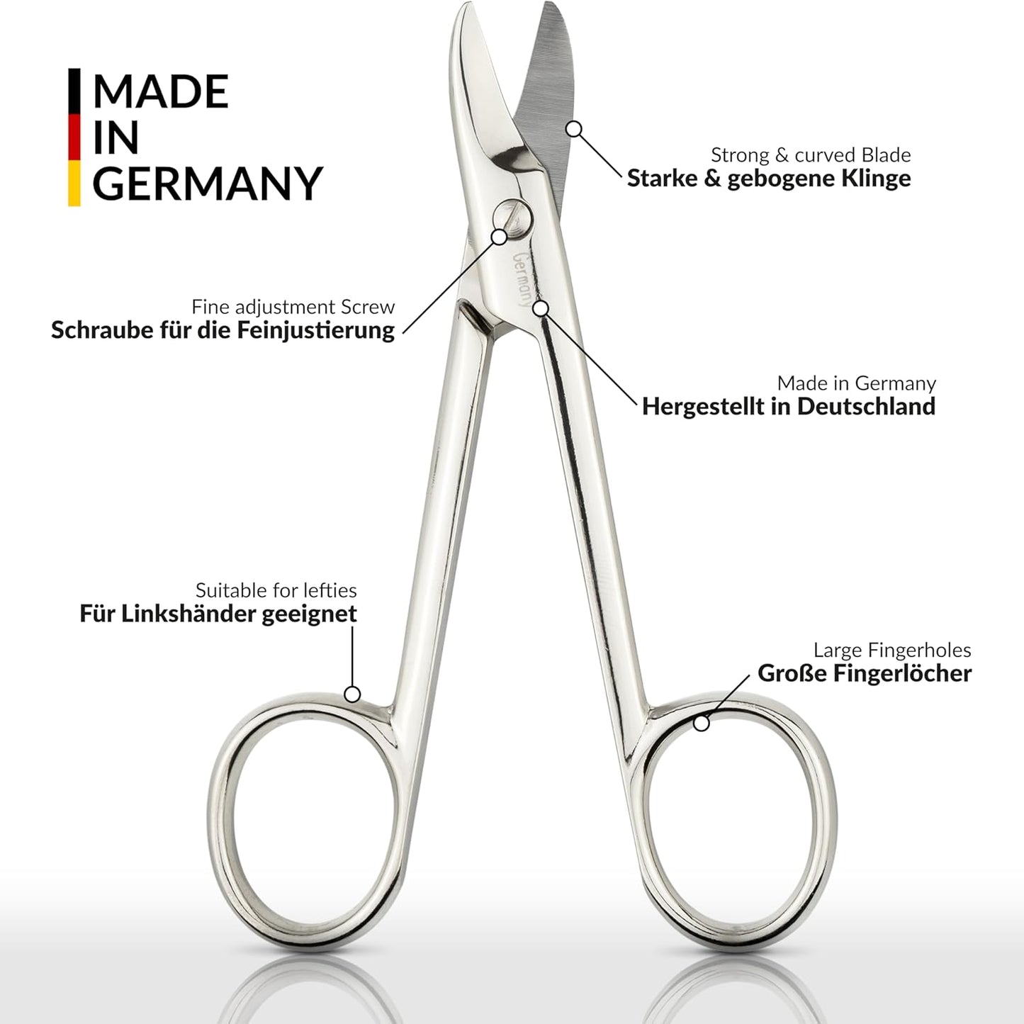 marQus - Toenail Scissors made in Germany - for precise cutting of thick nails, suitable as pedicure tool, with Premium Storage Case