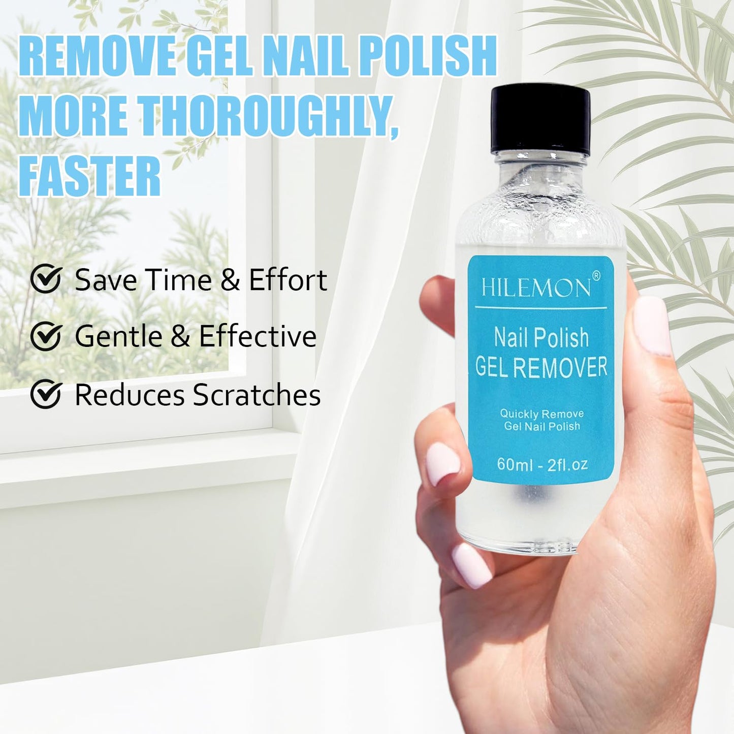 Quick Gel Nail Polish Remover Kit, Easy Remove Gel Polish in 3 Minutes, Safe for Natural Nails with Nail Tools, No Need Soaking or Wrapping, Gel Remover for Nails, Larger Size (60ml)